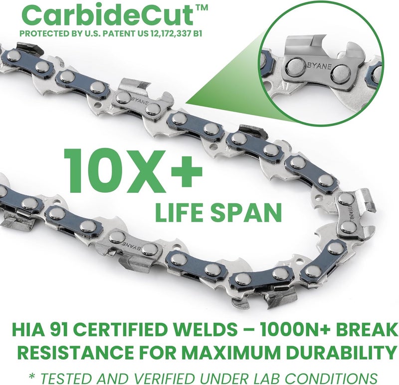 Byane 20 Inch Carbide Chainsaw Bar and Chain Combo for Husqvarna, 3/8" Pitch, 050" Gauge, 72 Drive Links Fits Husqvarna 455, 455 Rancher 460 Rancher 570, Poulan PP5020AV PR5020, and More - E72 584271 - Image 4